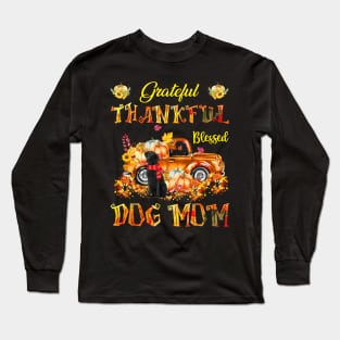 Black Labrador Pumpkin Thankful Grateful Blessed Dog Mom Long Sleeve T-Shirt